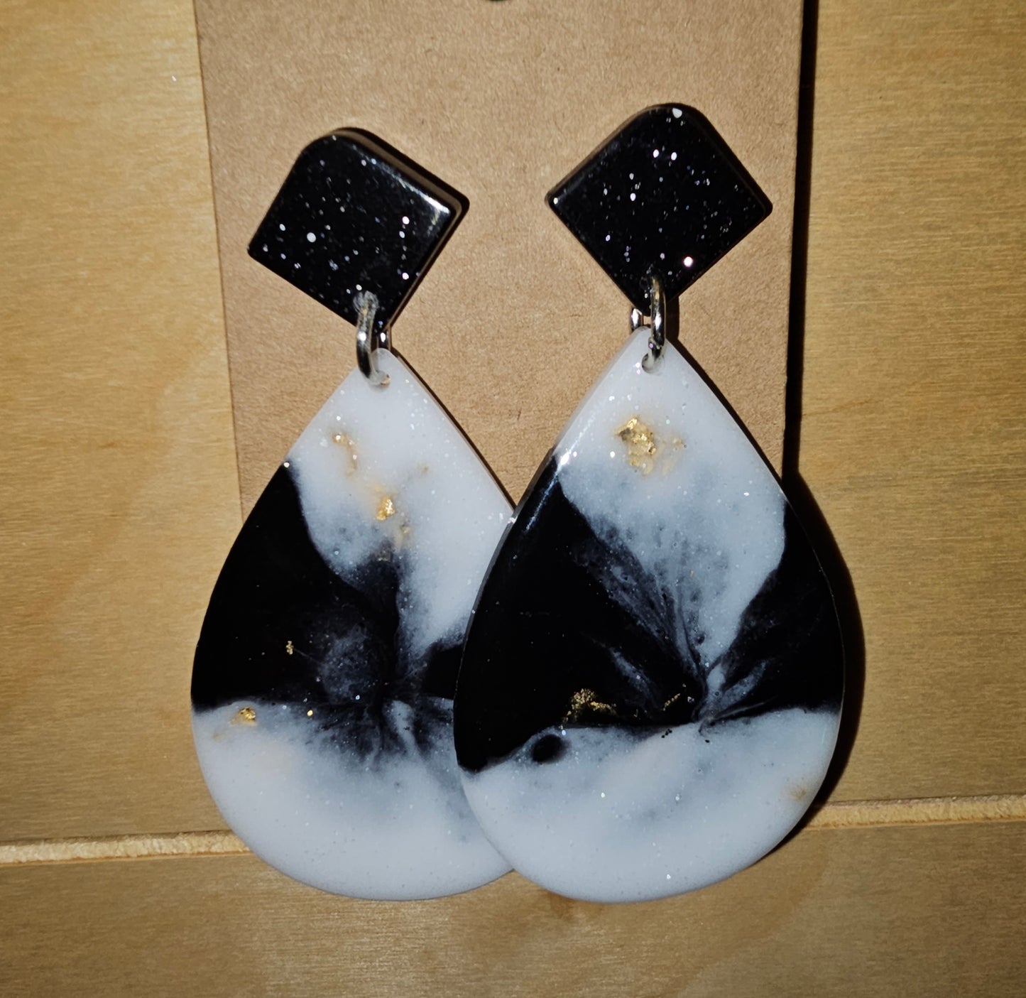 Midnight Marble Luxe Teardop Earrings