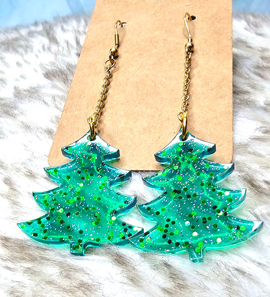 Christmas Tree Dangle Earrings