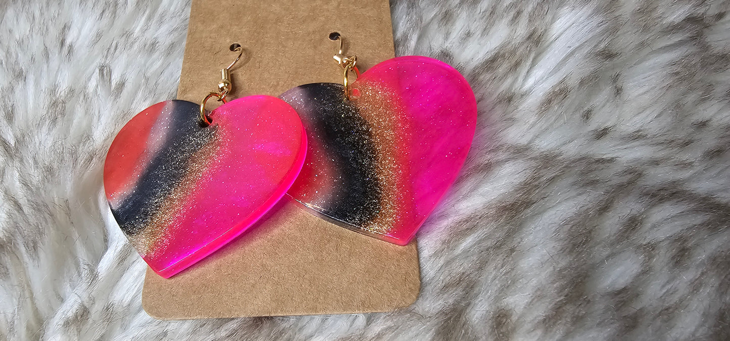 Multicolor glitter dangle hearts