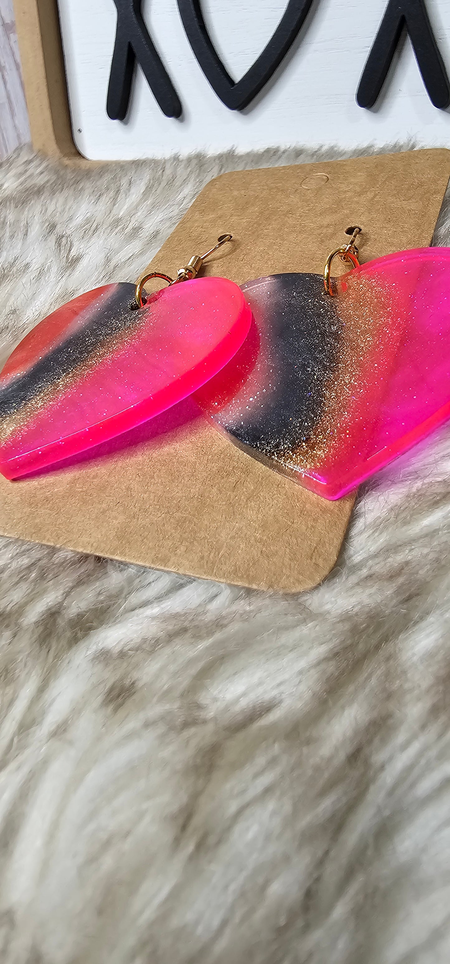 Multicolor glitter dangle hearts