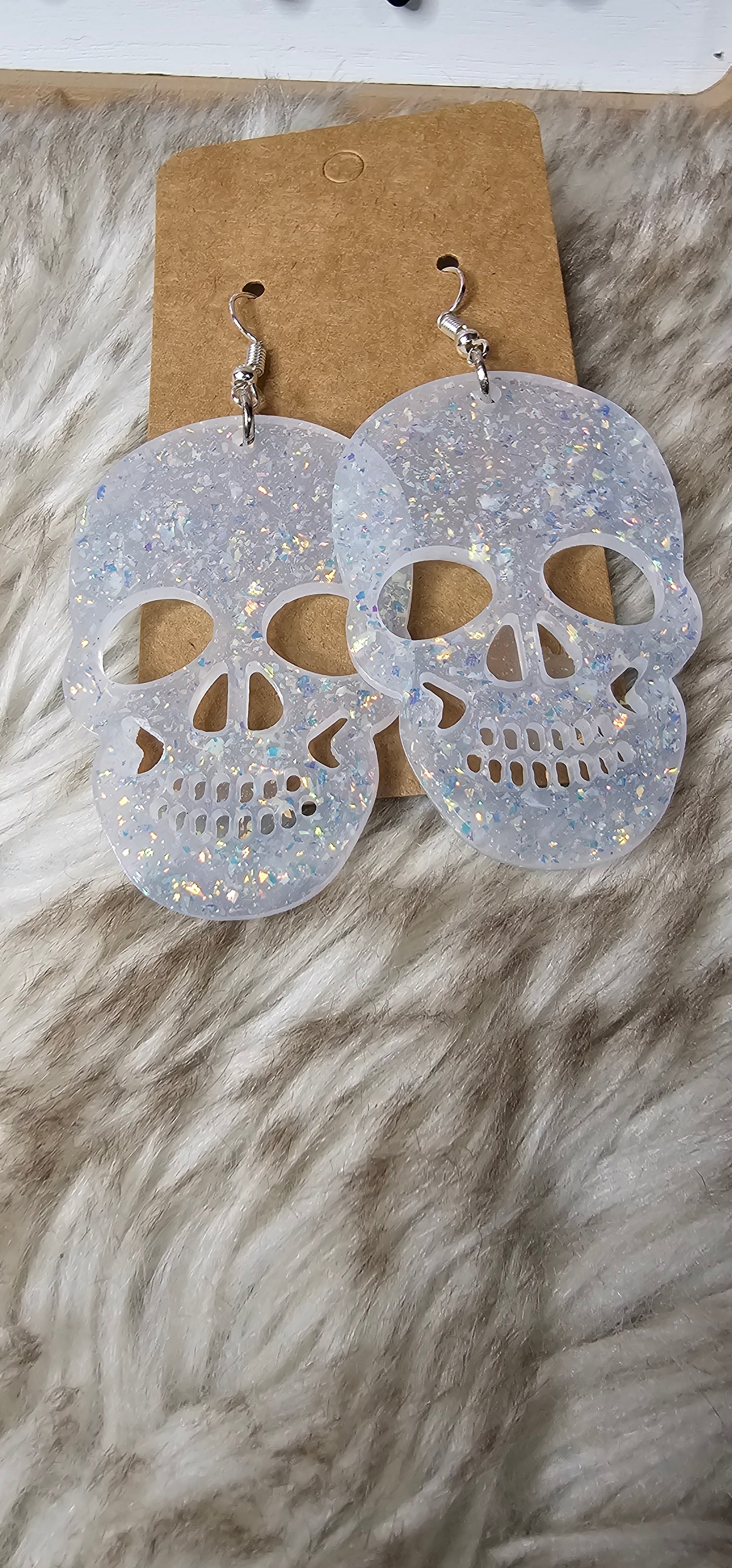 Glitter Skull Cutout Dangle Earrings