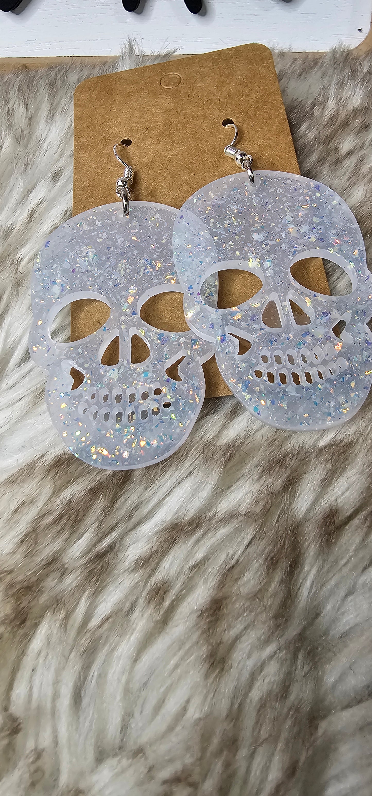 Glitter Skull Cutout Dangle Earrings