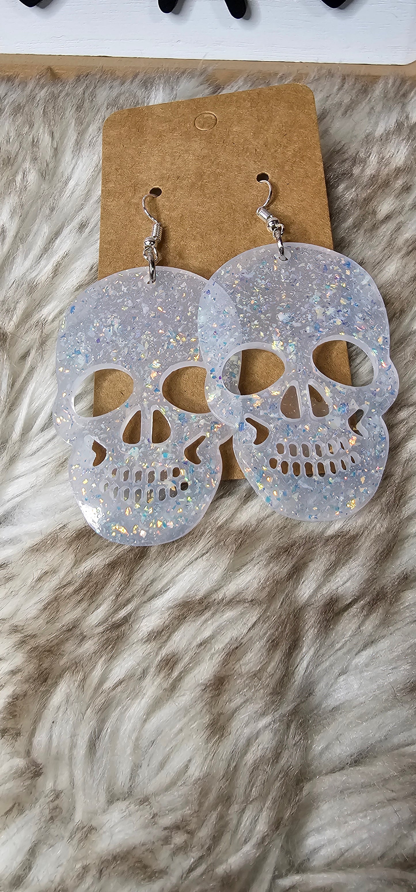 Glitter Skull Cutout Dangle Earrings