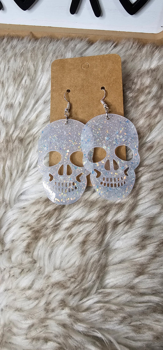 Glitter Skull Cutout Dangle Earrings